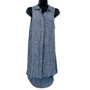 New Revolve Rails Eva‎ Tank Tunic Dress Size S 100% Linen Blue Lagenlook Flawed